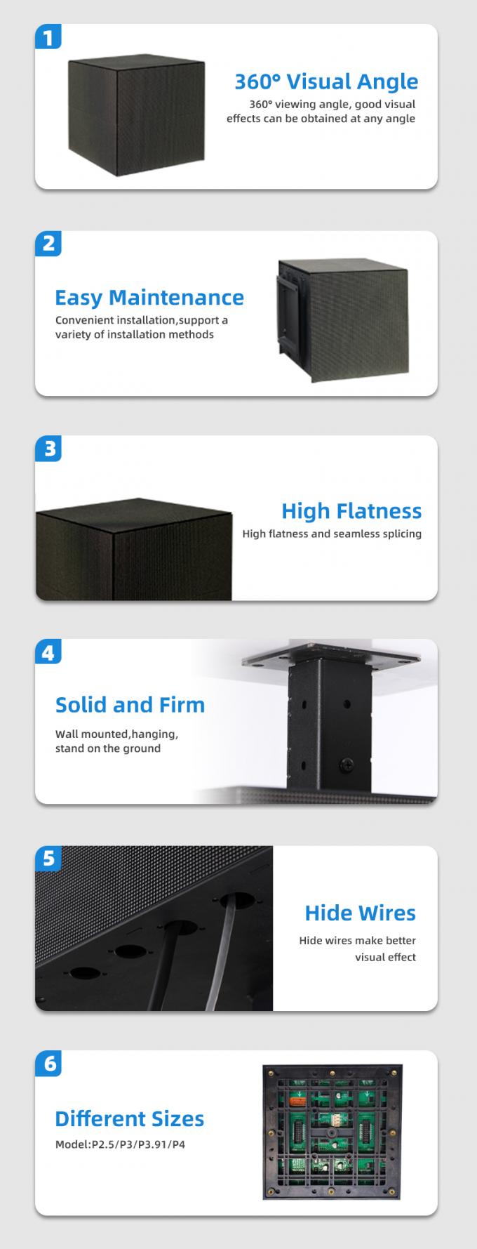 Küp LED Ekran P2.5 P3 P4mm Özelleştirilmiş Perakende Mağazası Reklam Küp LED Ekran 6