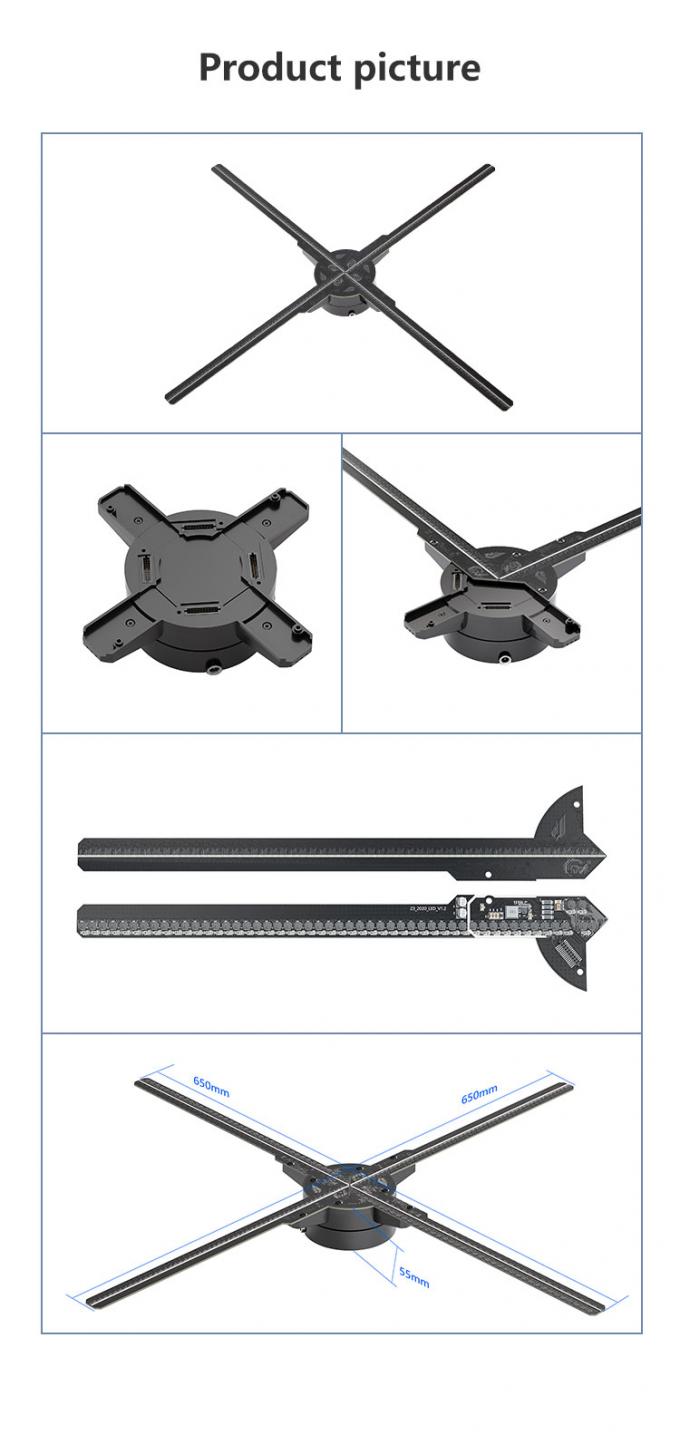 3 boyutlu LED Fan Spliced 65cm wifi ışık açık hava reklam makinesi holografik ekran projektörü döner hologram fanı 5
