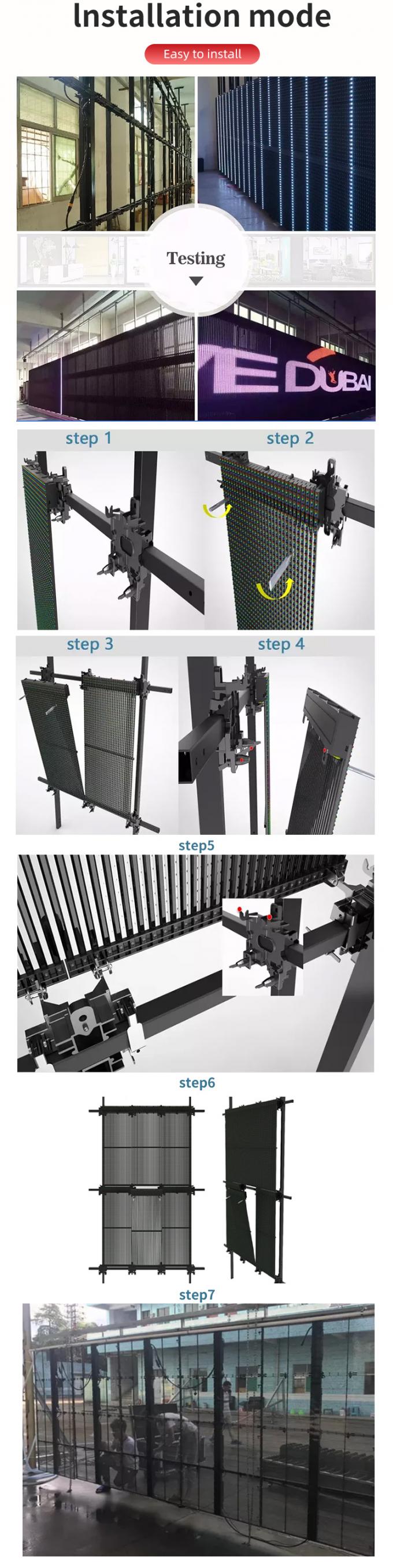 Şeffaf LED Ekran Şeffaf Cam Pencere LED Şeffaf Video Duvar Esnek Panel Yüksek ParlaklıkLED Ekran 4