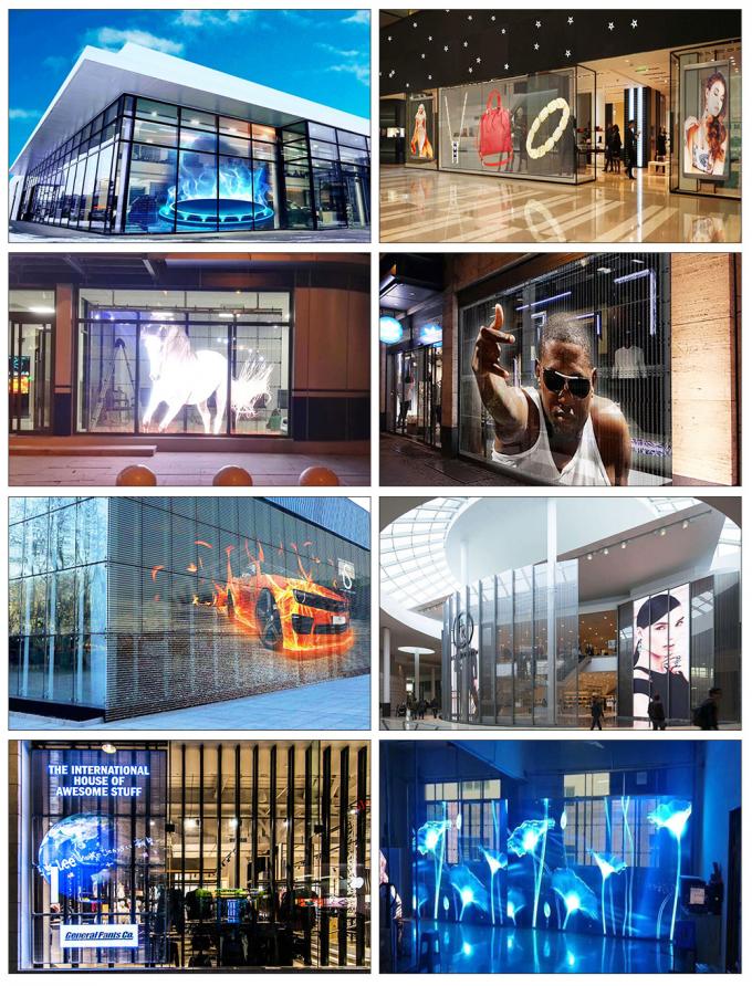 3.91-7.82mm Pixel Pitch Şeffaf LED Ekranı, 5-100m görüntüleme mesafesinde% 75 Şeffaflık 3