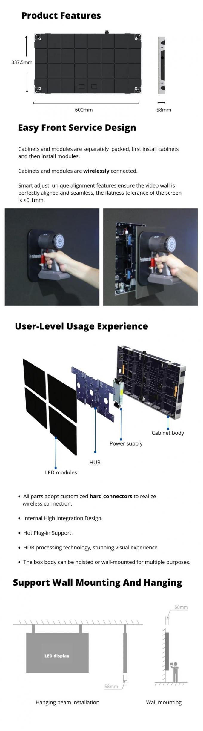 Su geçirmez COB İç mekan Küçük Piksel Pitch P0.6 P0.7 P0.9 P1.25 Mikro İnce Kilise LED Video Duvar Ekran Paneli 6