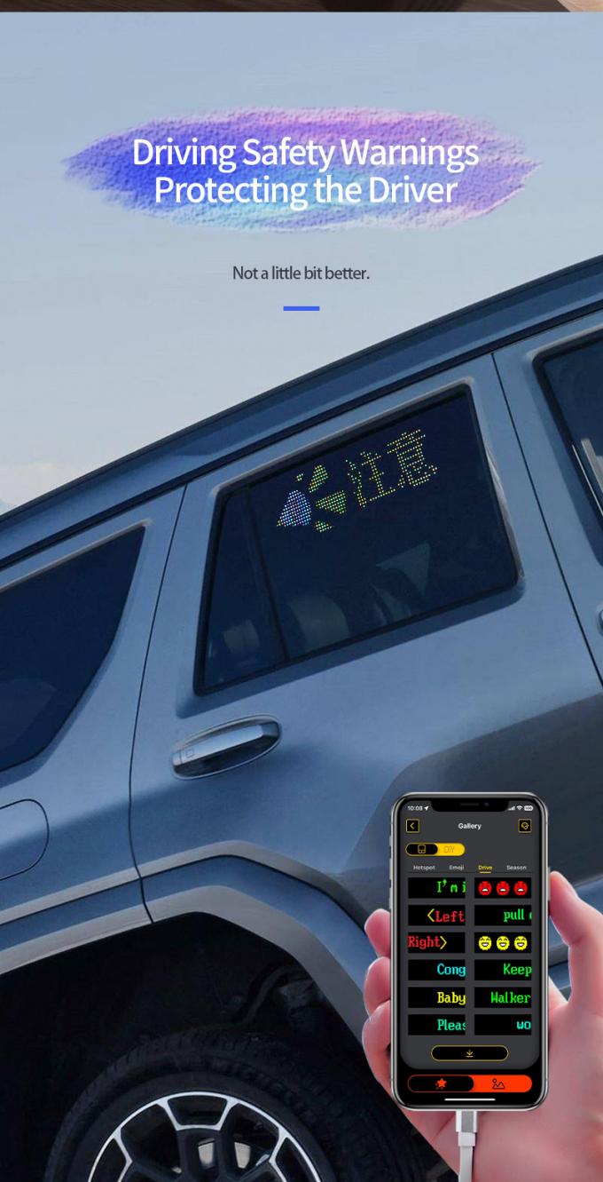 Araç LED İşaret Ekranı 16 * 64 Programlanabilir USB 5V RGB Desen Animasyon Metin DIY Gezici Panel Uzaktan Kumanda Reklam LED Ekranı 4