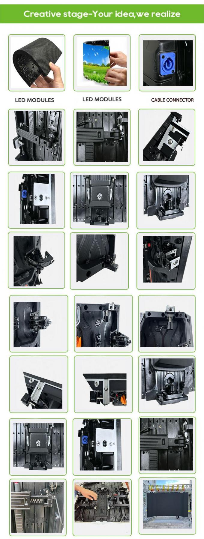 Eğri Ekran İç / Dış Ev Esnek LED Video Duvar Kiralık LED Ekranı Sergi ve Sahne Faaliyetleri için-P2.976 P3.91 P4.81 3