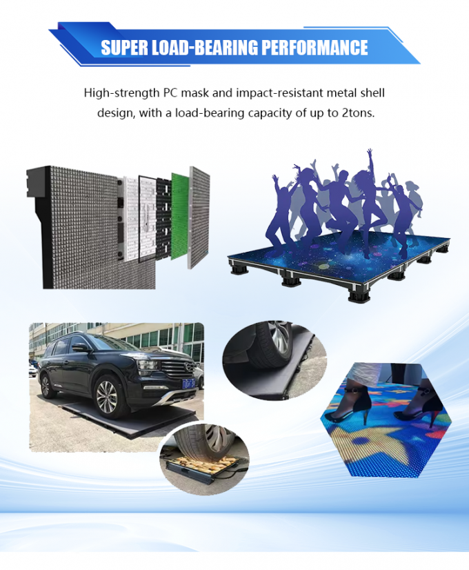 3D Sahne Dans Pisti Paneli Ekran Etkileşimli LED Zemin Döşemesi Ekran P2.6 P2.97 P3.91 Led Ekran 5